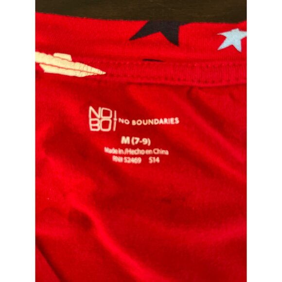No Boundaries Juniors Medium Star Pattern V-Neck Red Short Sleeve Shirt America - Picture 3 of 4
